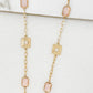 Envy Long Necklace with Gold Squares and Pink Faceted Glass Detail