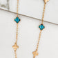 Envy Long Necklace with Gold and Blue Glass Fleurs