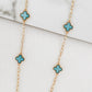Envy Long Gold Necklace with Blue Fleurs