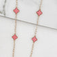 Envy Long Gold Necklace with Pink Fleurs
