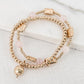 Envy Double Layer Gold & Pink Bead Bracelet with a Ball Charm