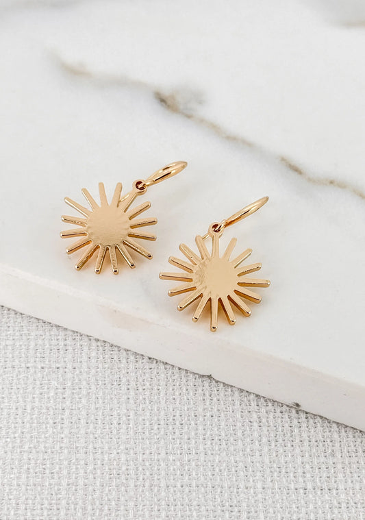 Envy Gold Sunburst Dropper Earrings