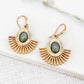 Envy Gold Fan Earring with Duck Egg Blue Semi Precious Stone