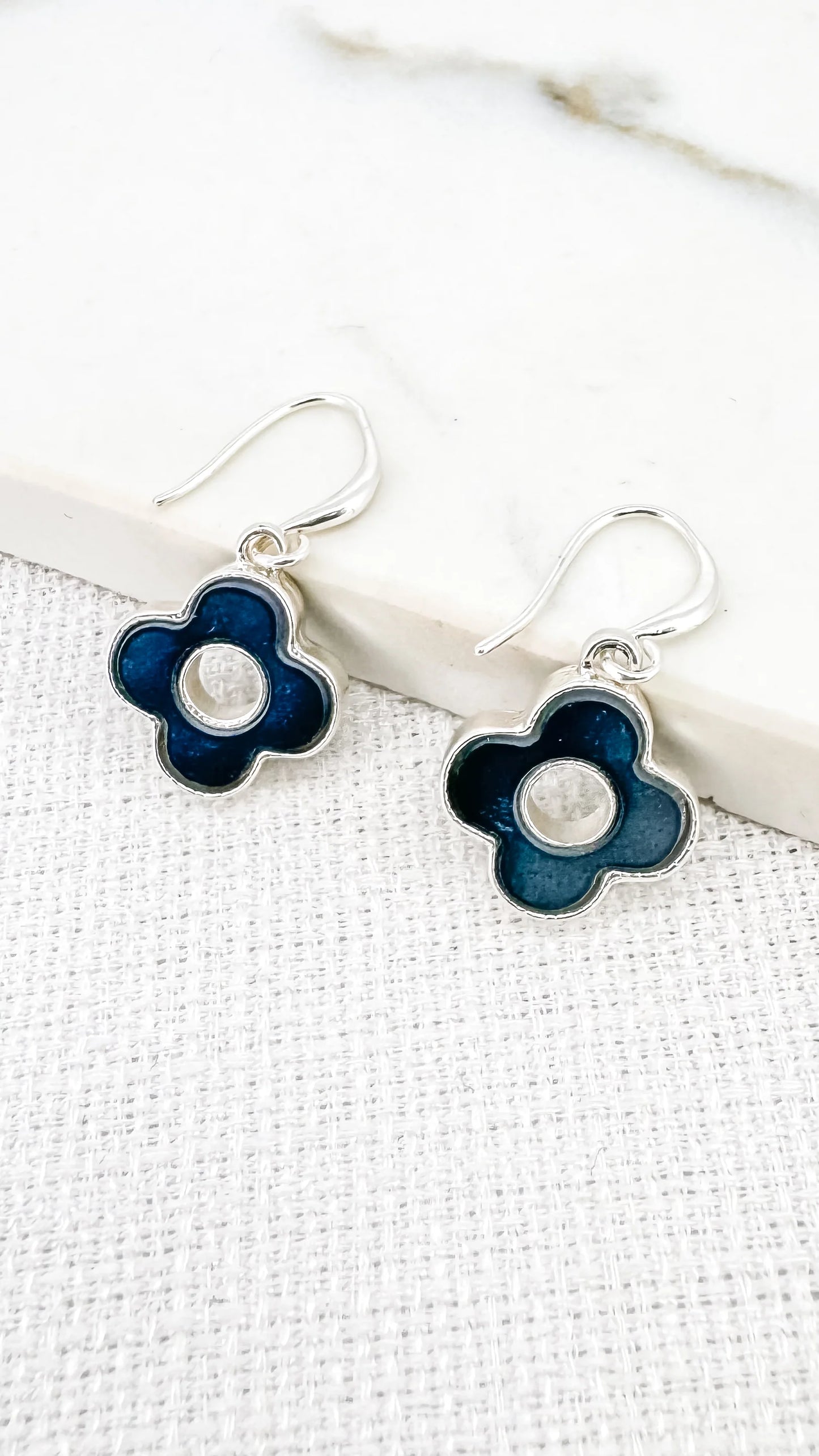 Envy Silver and Grey Clover Dropper Earring