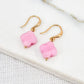 Envy Gold and Pink Fleur Dropper Earrings