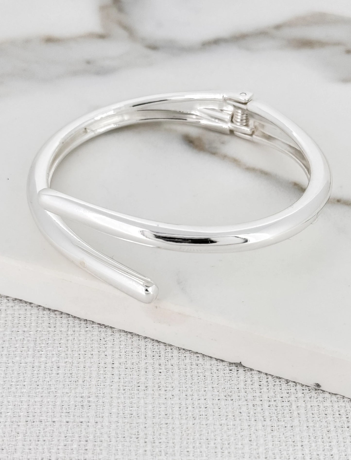 Envy Silver Hinged Bangle