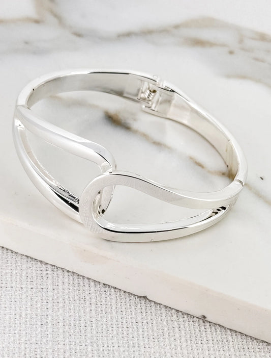 Envy Silver Double Looped Hinged Bangle