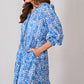 Nikkita Long Sleeve Cotton Dress | Blue & White