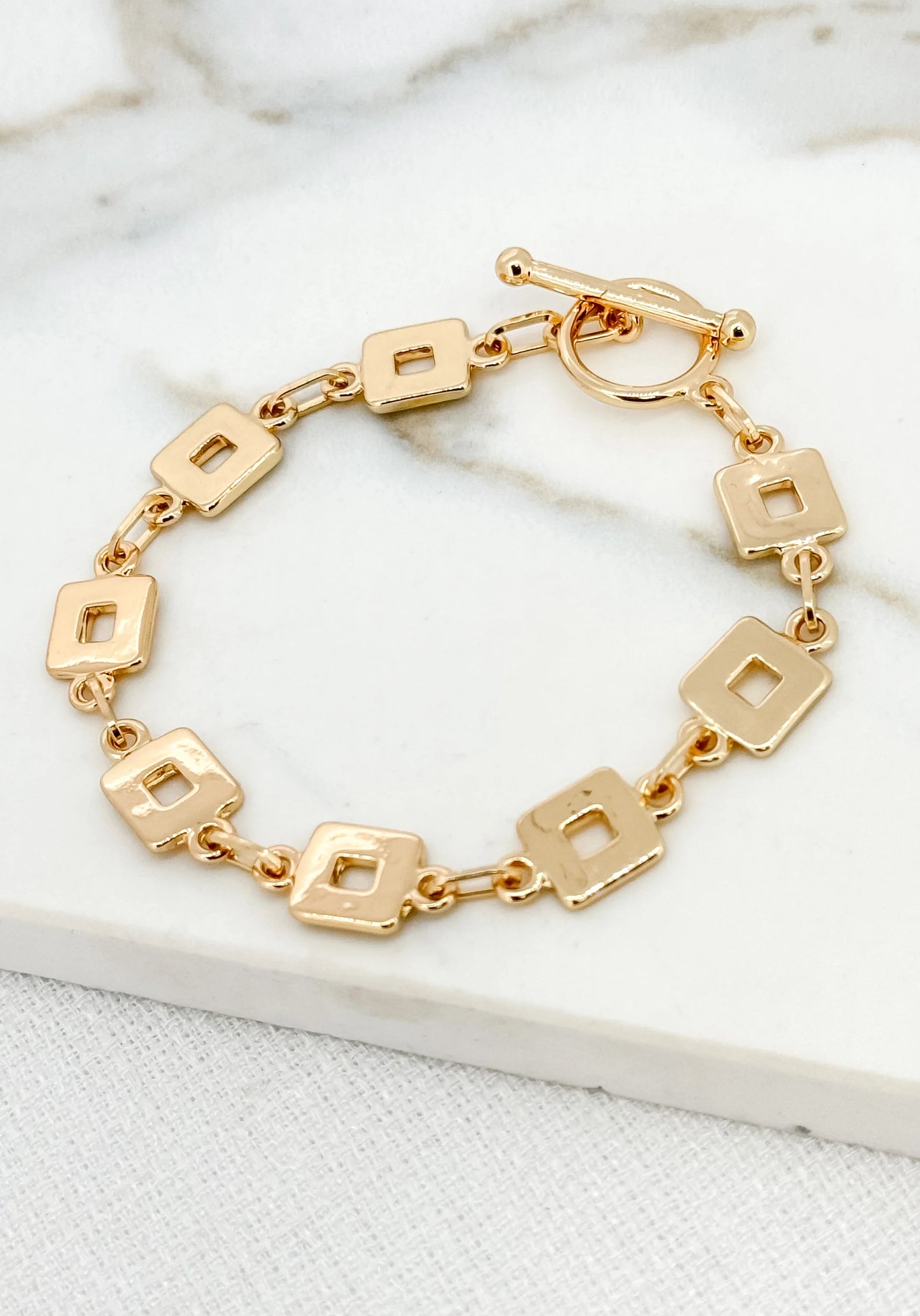 Envy Gold Bracelet with Small Square Detail Links