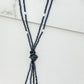 Envy Long Double Layer Blue and Silver Crystal Knot Necklace