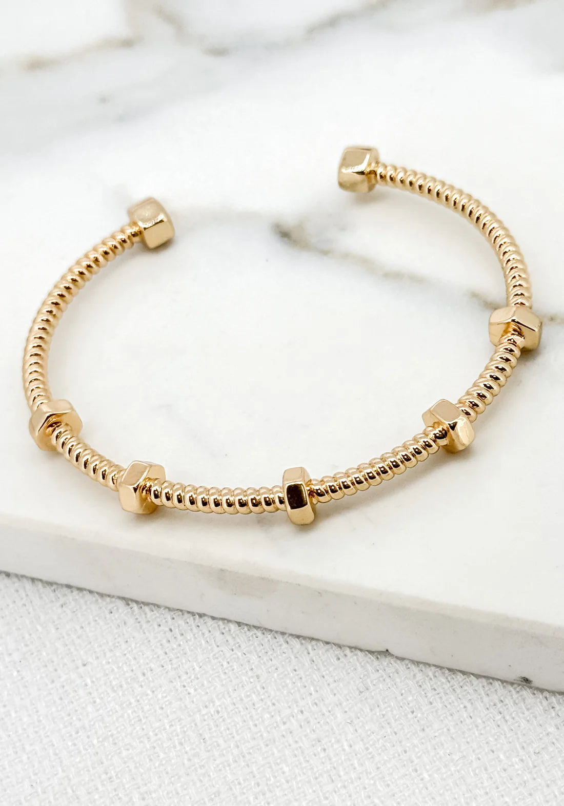 Envy Textured Gold Bangle with Small Bolts Detail