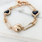 Envy Gold and Black Glass Heart T-bar Bracelet