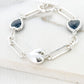 Envy Silver and Black Glass Heart T-bar Bracelet