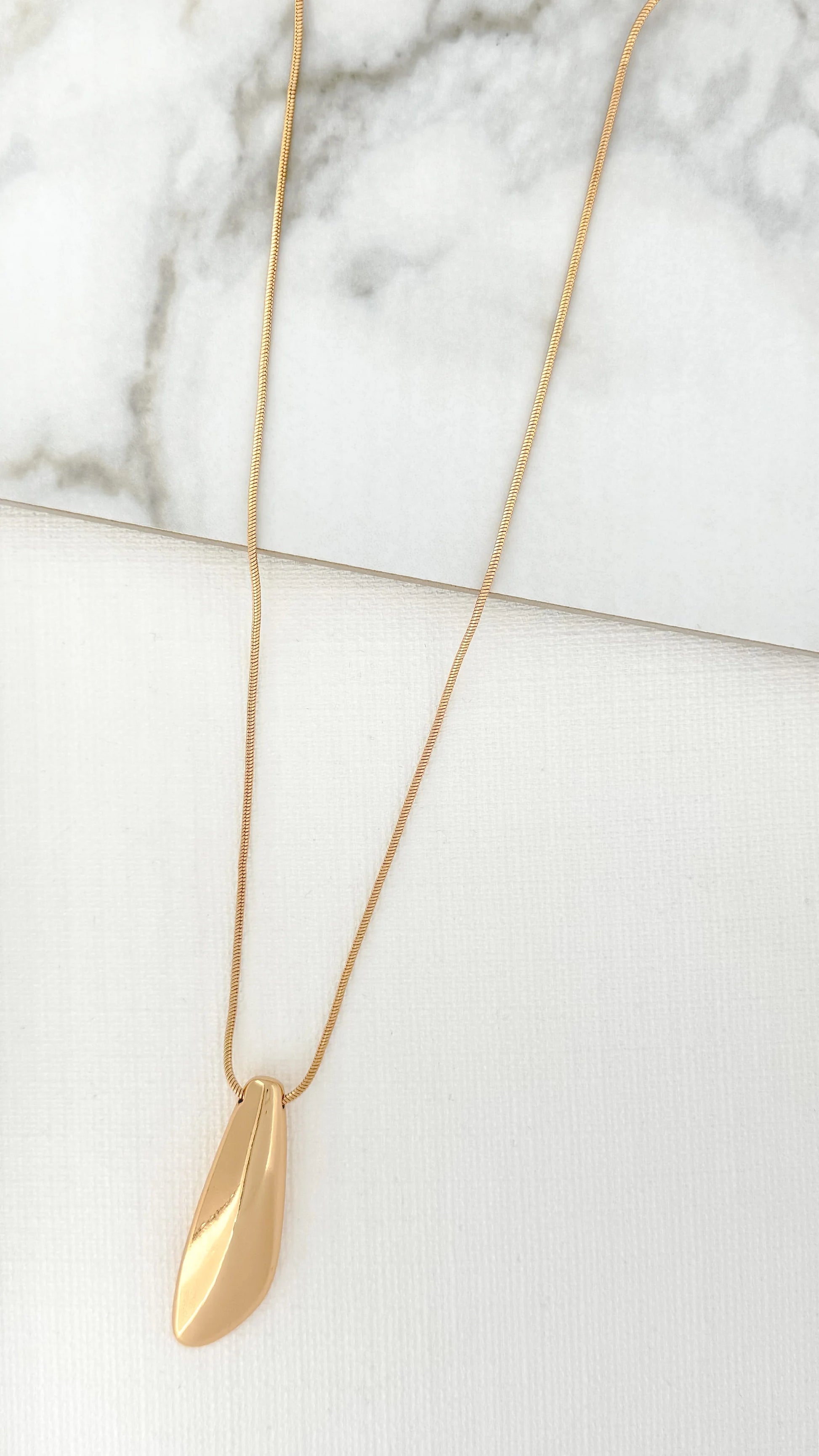 Envy Long Gold Necklace with Chunky Plain Pendant