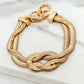 Envy Gold Snake Chain T-bar Bracelet with Knot Detail