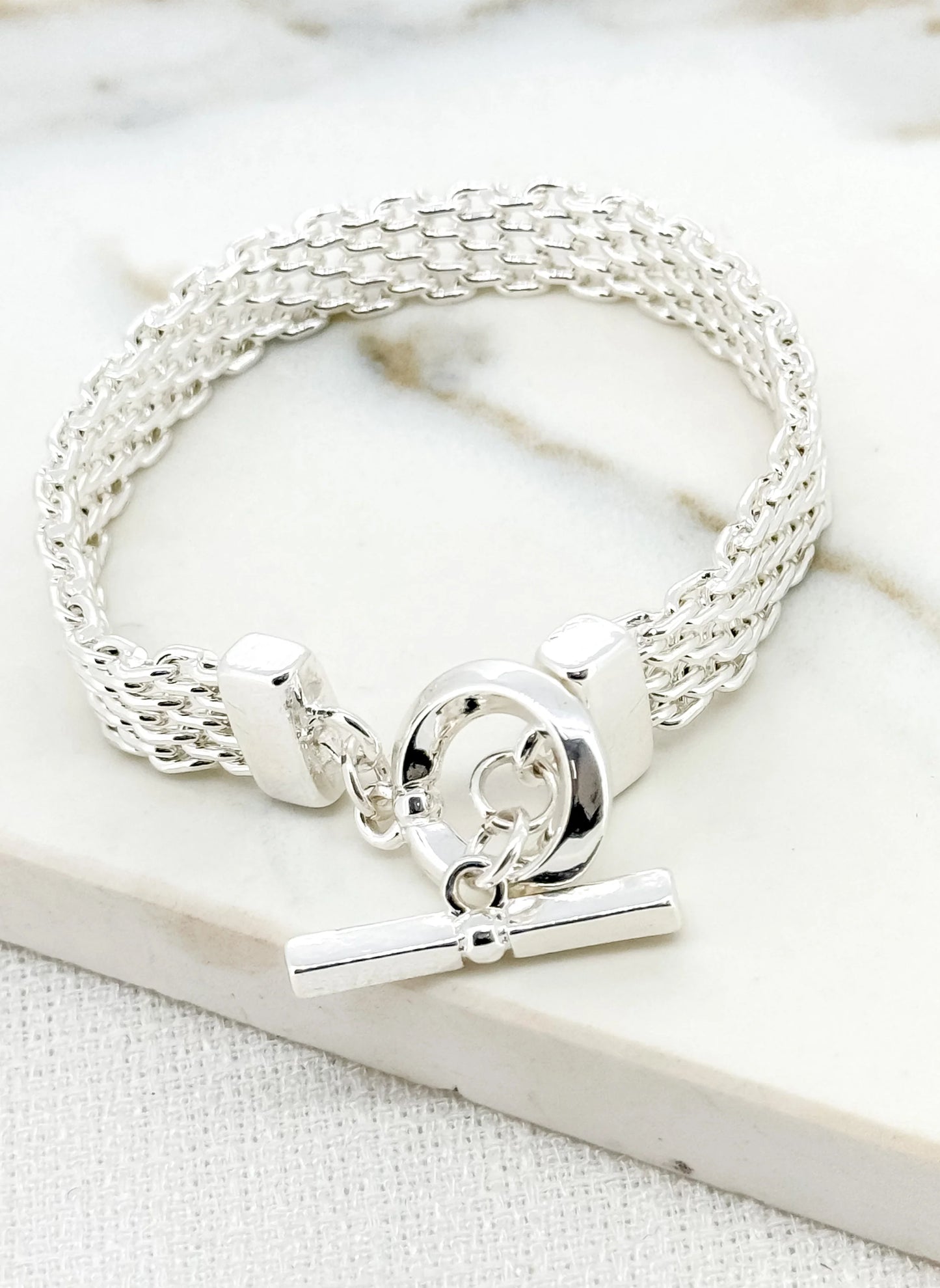 Envy Silver Flat Chain T-bar Bracelet