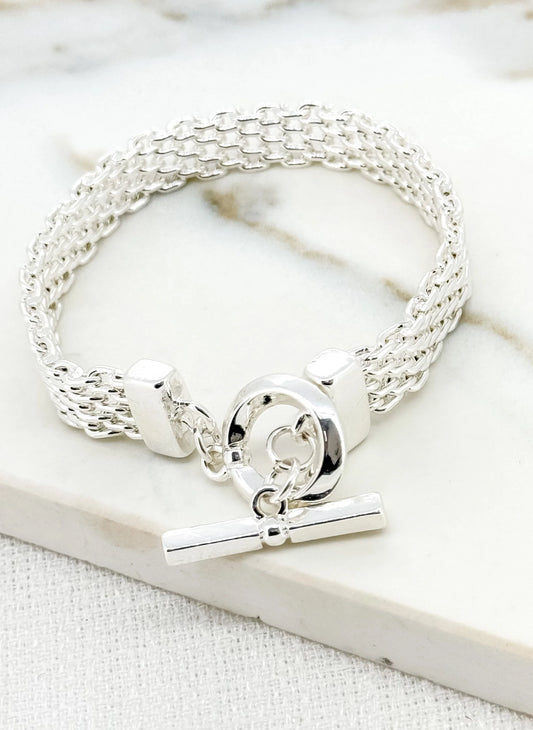 Envy Silver Flat Chain T-bar Bracelet