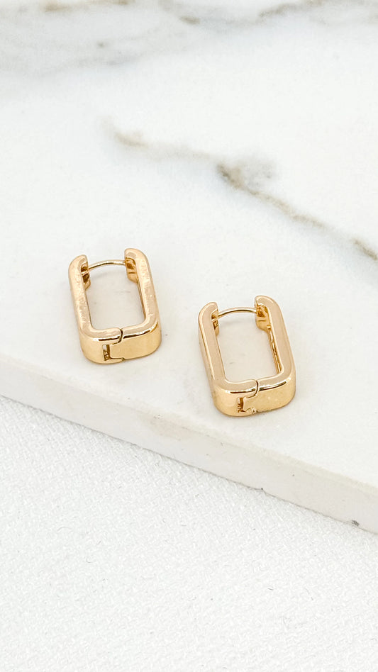 Envy Gold Thick Oblong Hoop Earring