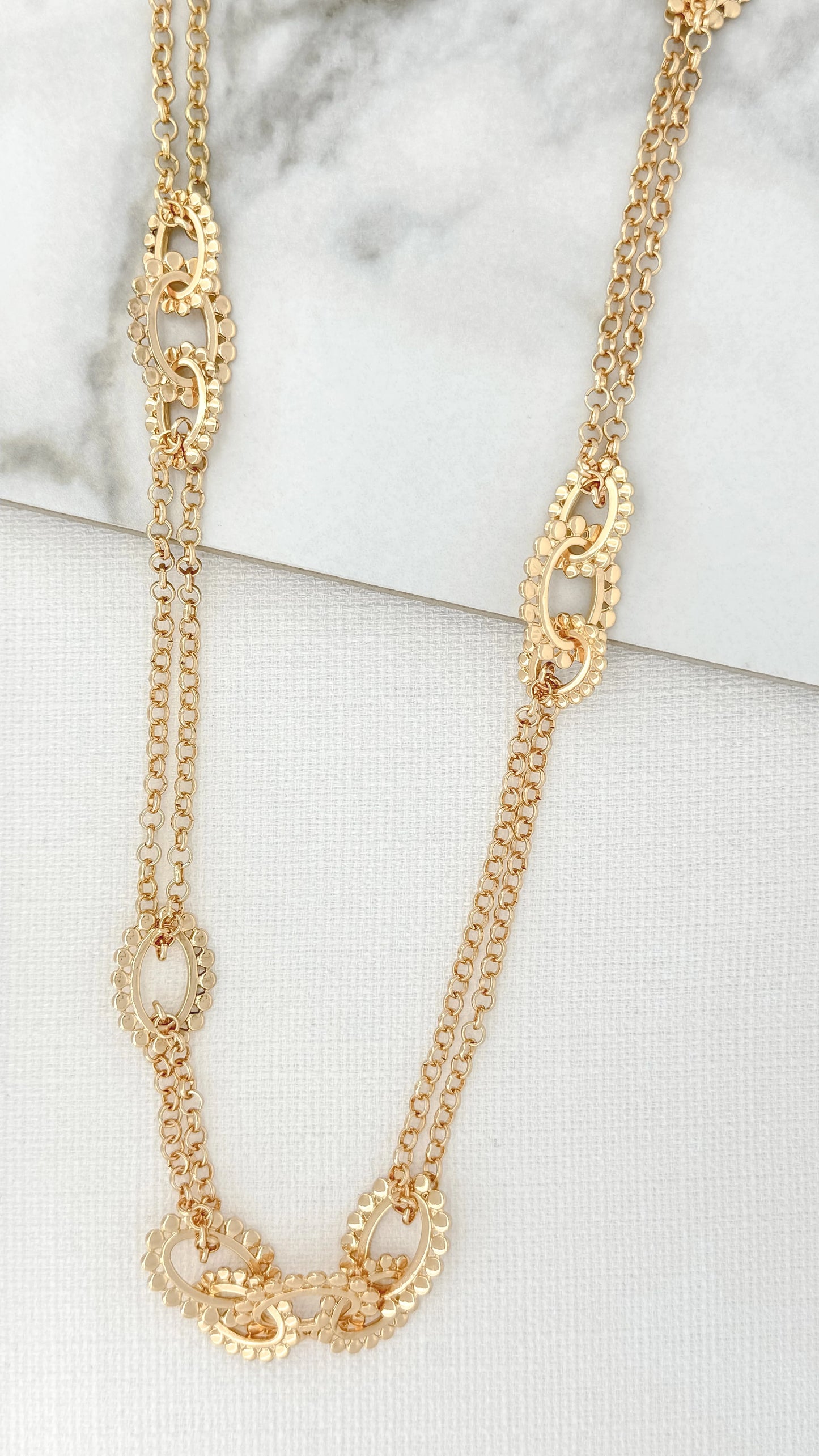 Envy Long Gold Necklace with Chain Link Detail