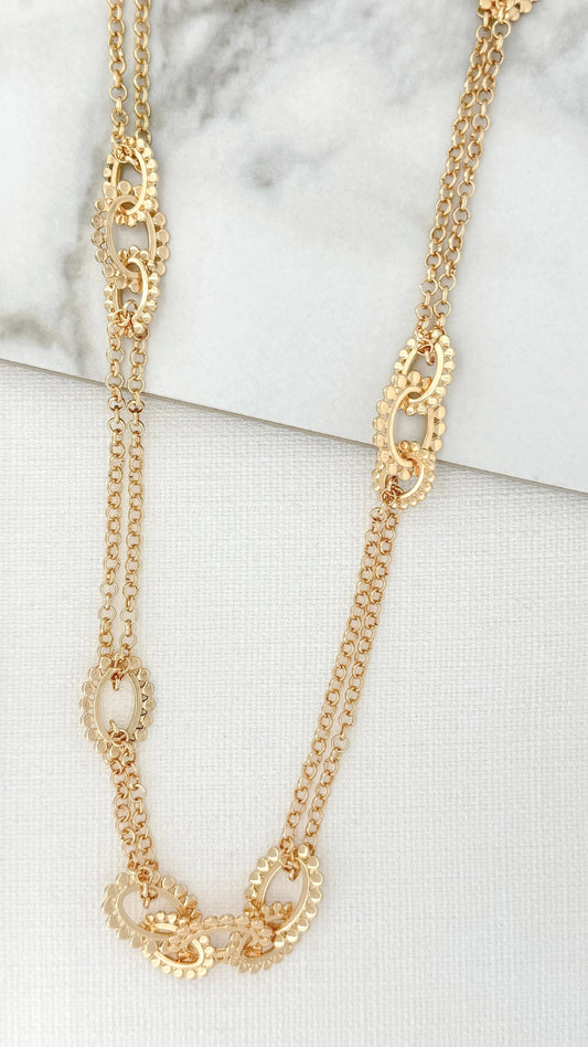 Envy Long Gold Necklace with Chain Link Detail