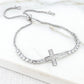 Envy Adjustable Silver Diamante Cross Bracelet