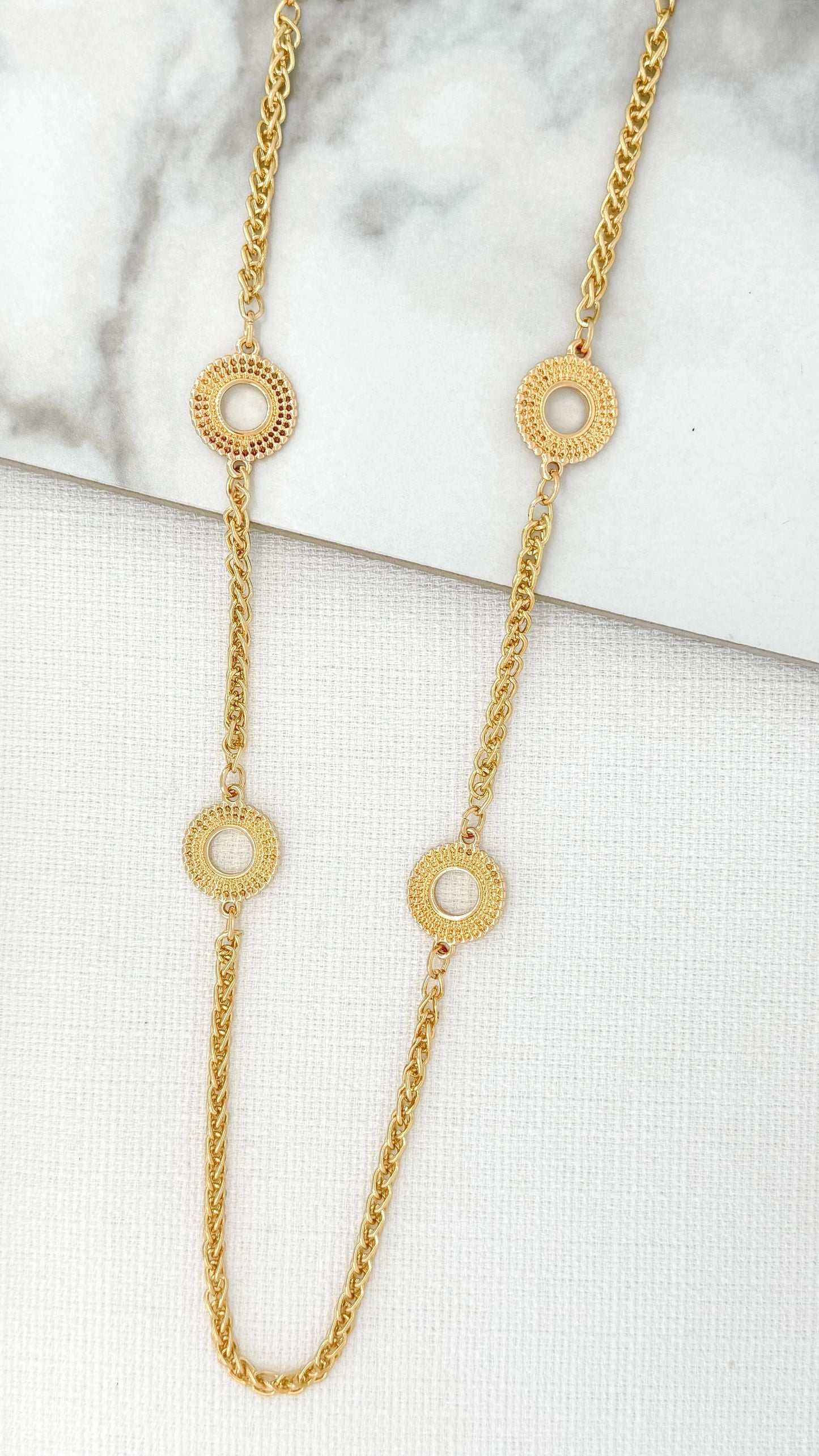 Envy Long Gold Necklace with Open Circle Detail