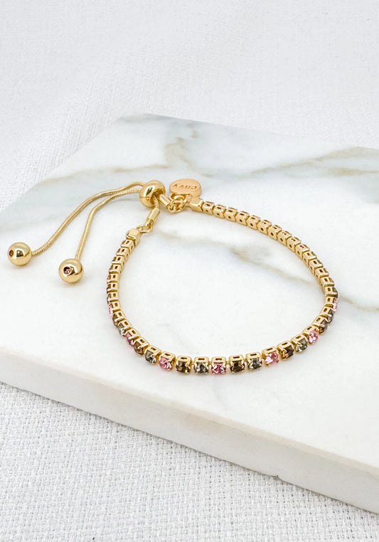 Envy Gold Multicolour Crystal Adjustable Bracelet