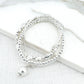 Envy Silver Triple Layer Stretch Bracelet with Silver Ball Charm