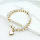 Envy Two Tone Stretch Bracelet with Chunky Heart Charm