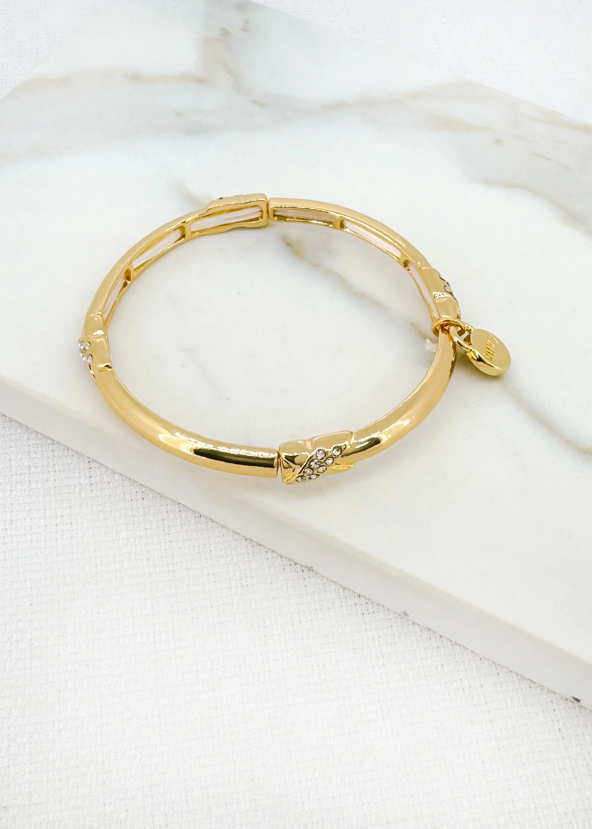 Envy Gold Stretch Bracelet with Crystal Details