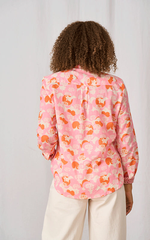 Luella Palma Cotton Printed Pattern Shirt | Pink & Orange