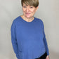Soft knit jumper with pockets in cornflower blue