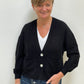 Black soft knit cardigan with front pockets