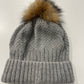 Grey Cashmere Mix Hat with Faux Fur Bobble