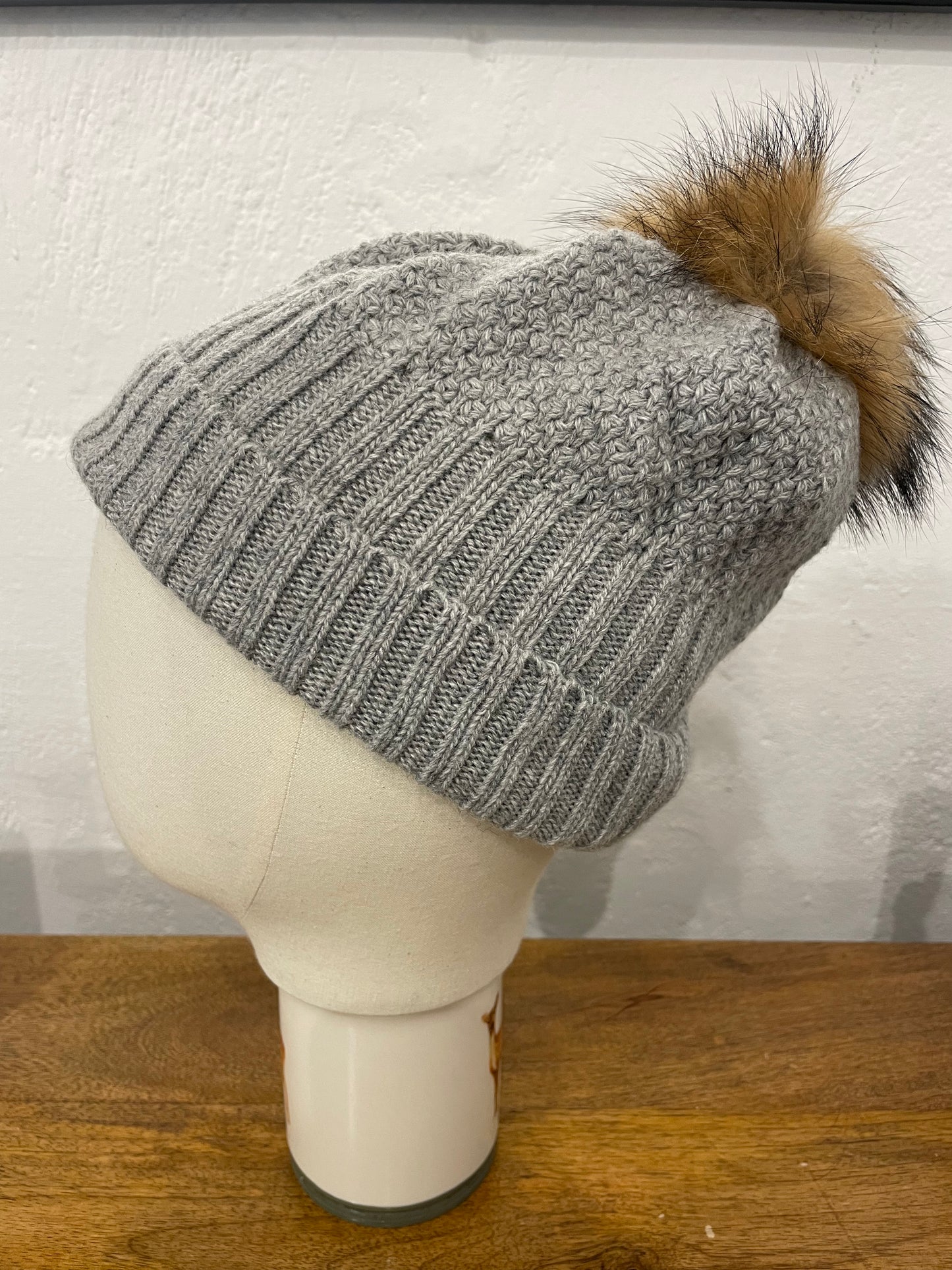 Cashmere Mix Bobble Hat | Grey