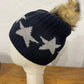 Cashmere Mix Star Bobble Hat | Navy/Grey