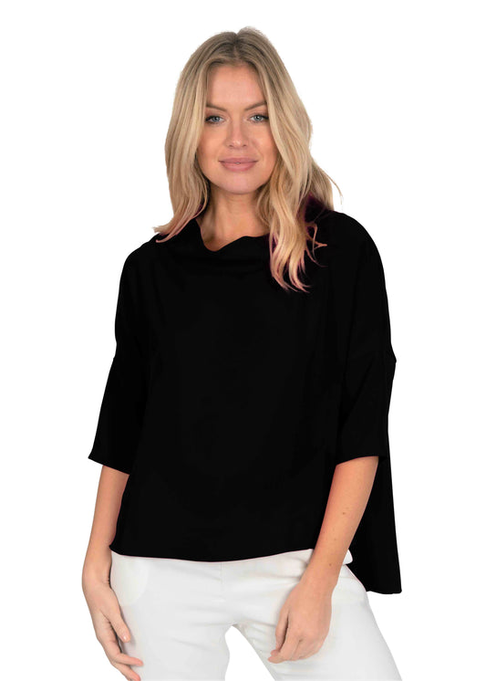 Audrey Cowl Neck Top | Black