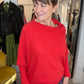 Asymmetric Draped Soft Knit Jumper | Red