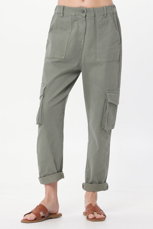 Benji Loose Fit Cargo Pants in Olive