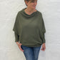 Asymmetric Draped Soft Knit Jumper | Khaki