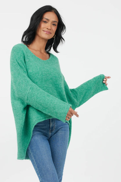 Suzy D Fortune Oversized Hi-Lo Jumper | Ocean Green