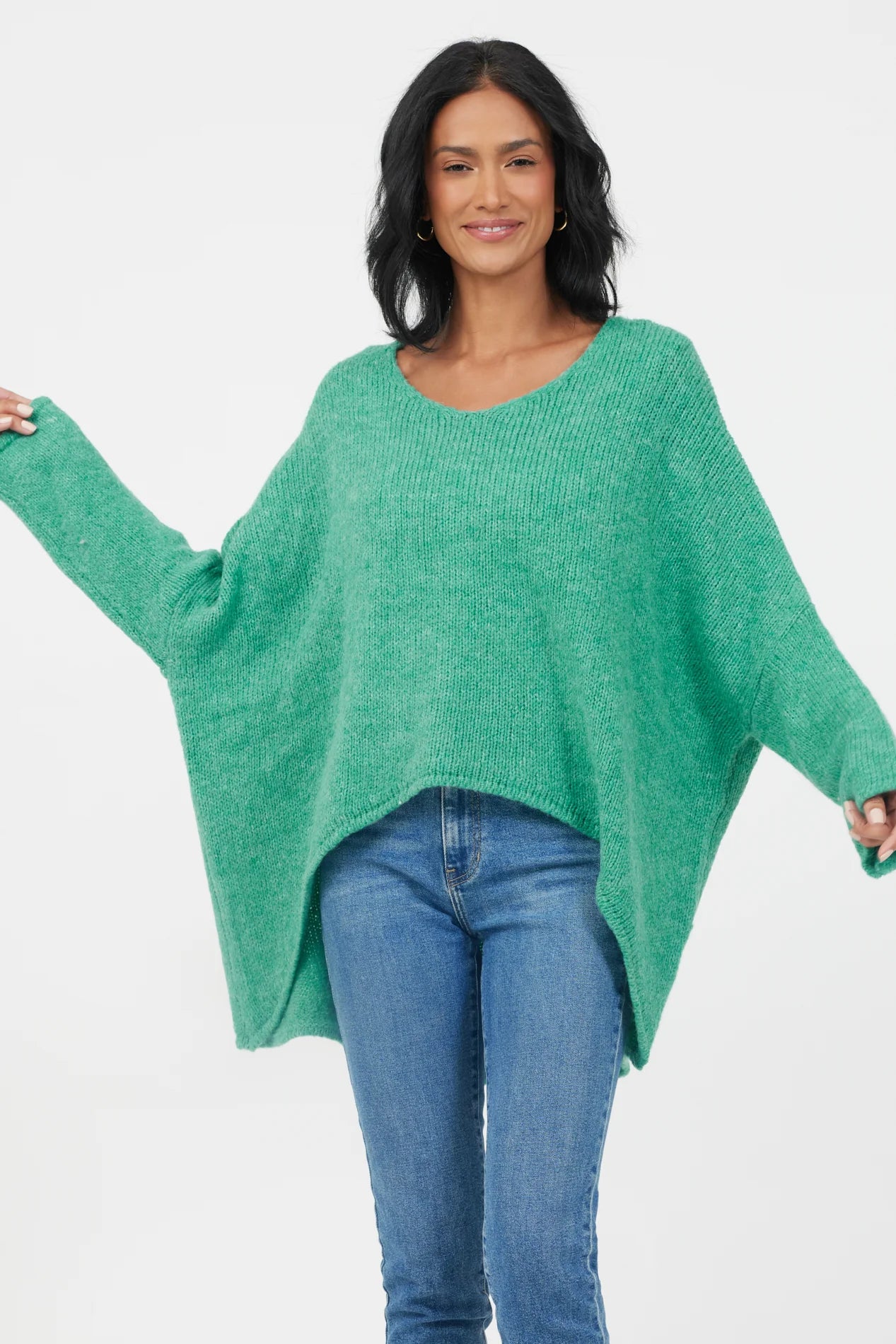 Fortune Oversized Hi-Lo Jumper | Ocean Green