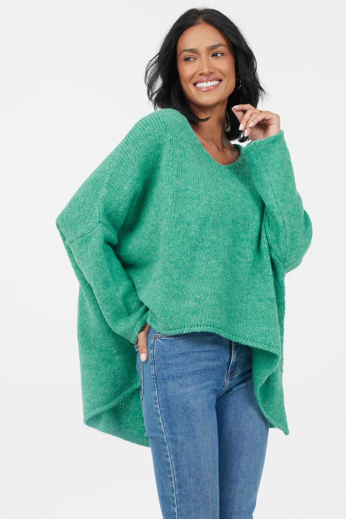 Fortune Oversized Hi-Lo Jumper | Ocean Green