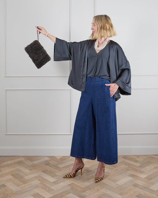 Chalk Faith Kimono in Gun Metal