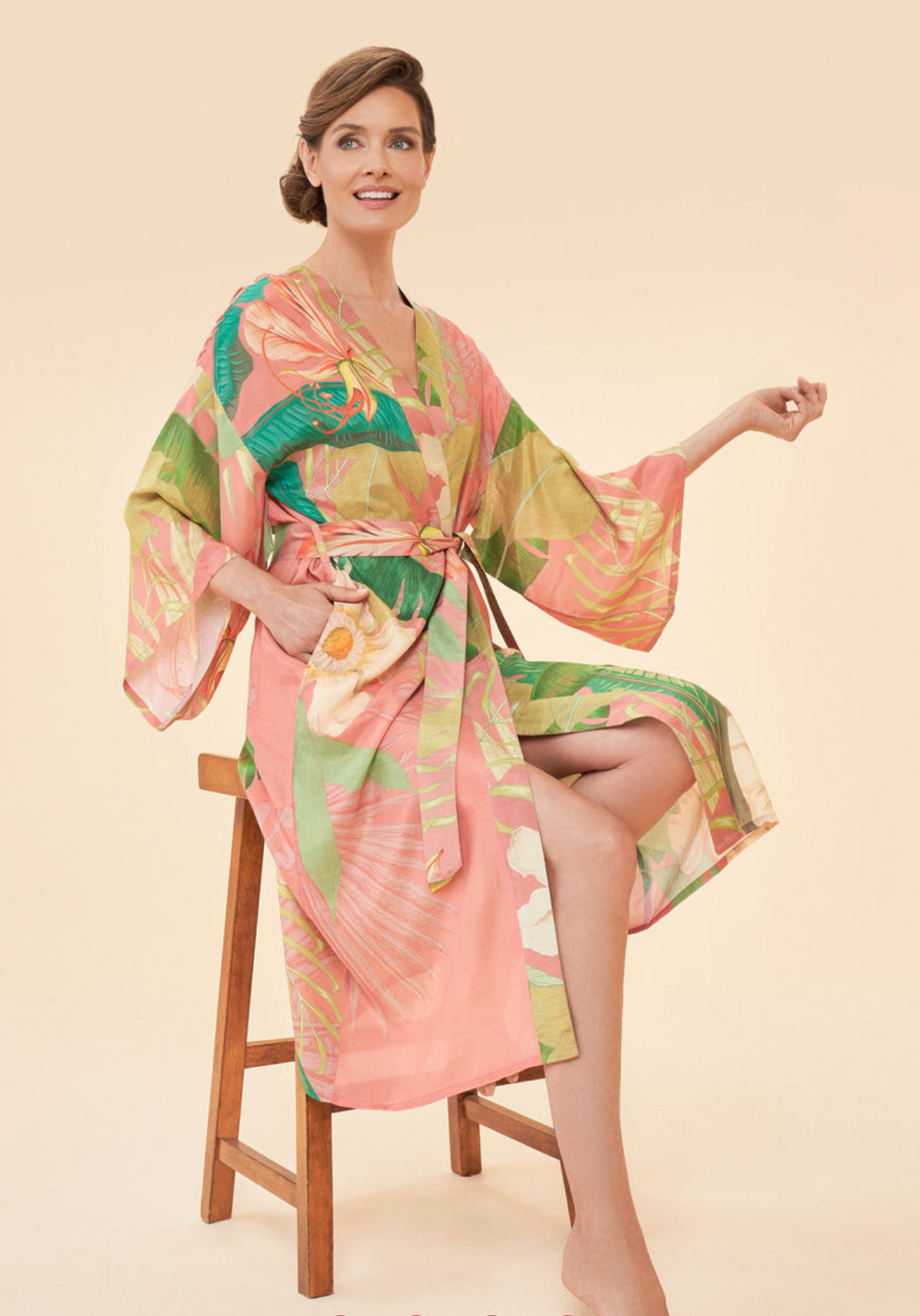 Delicate Tropical Kimono Gown | Candy
