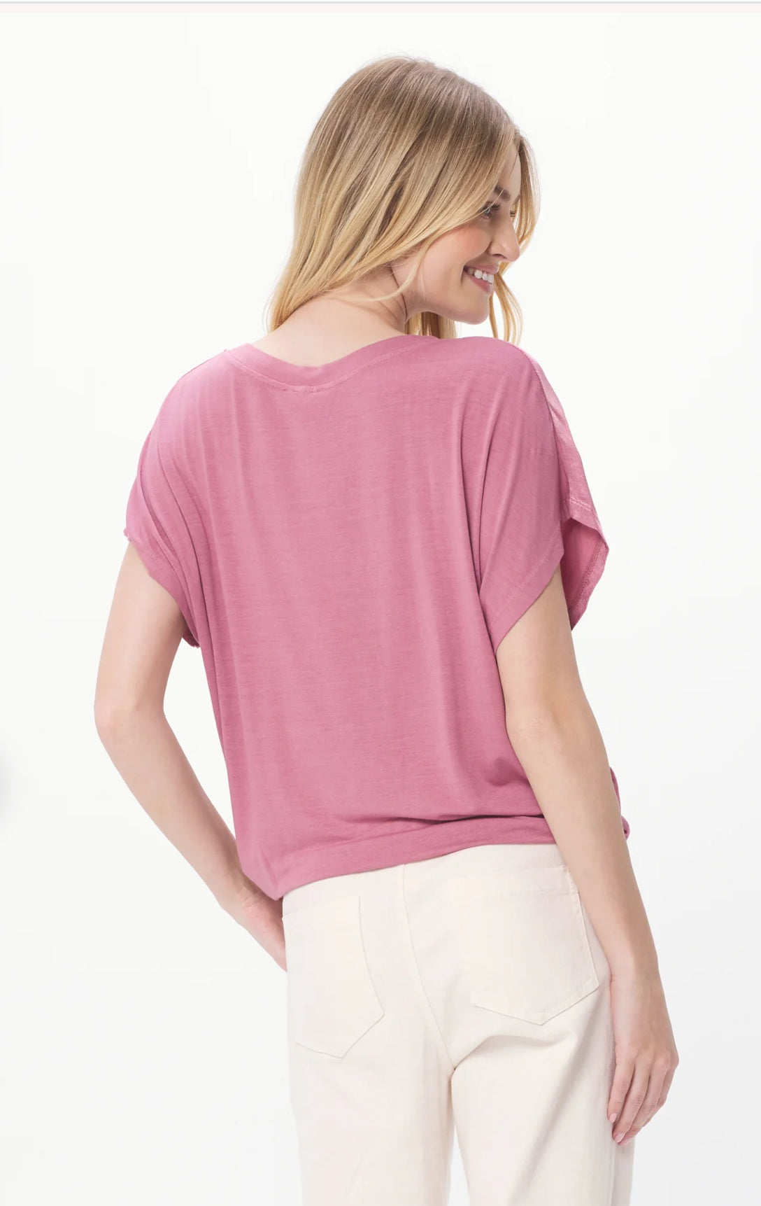 Hale Satin Front Drawstring Tee | Rose