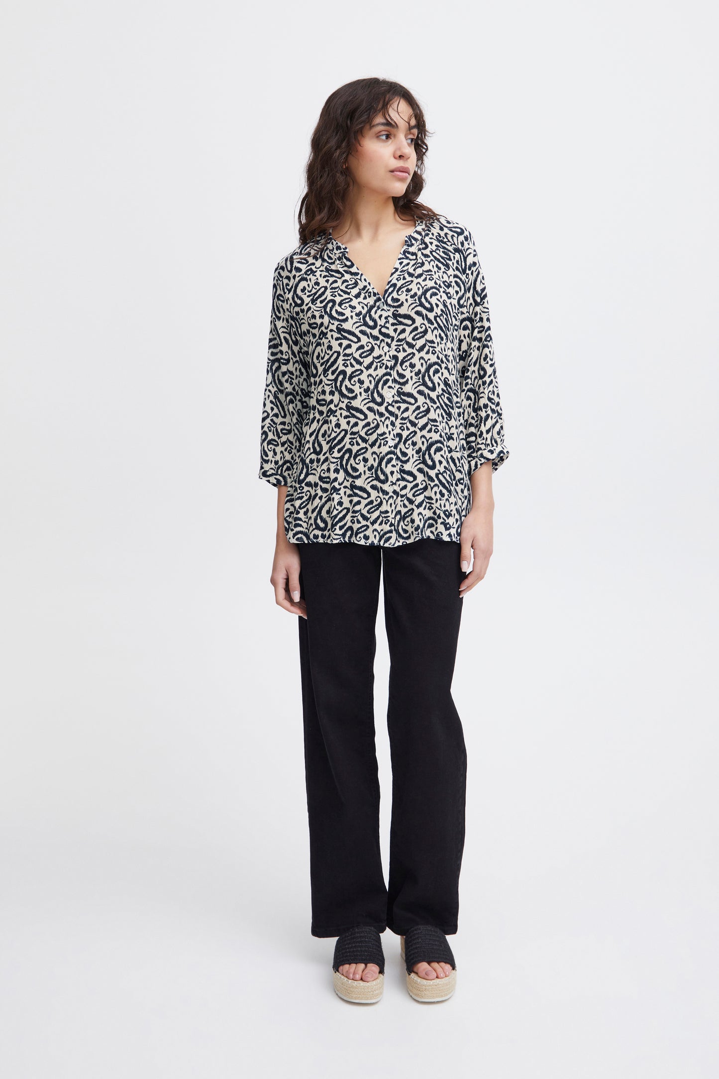 Ichi Marrakech 3/4 Sleeve Shirt | Total Eclipse Paisley