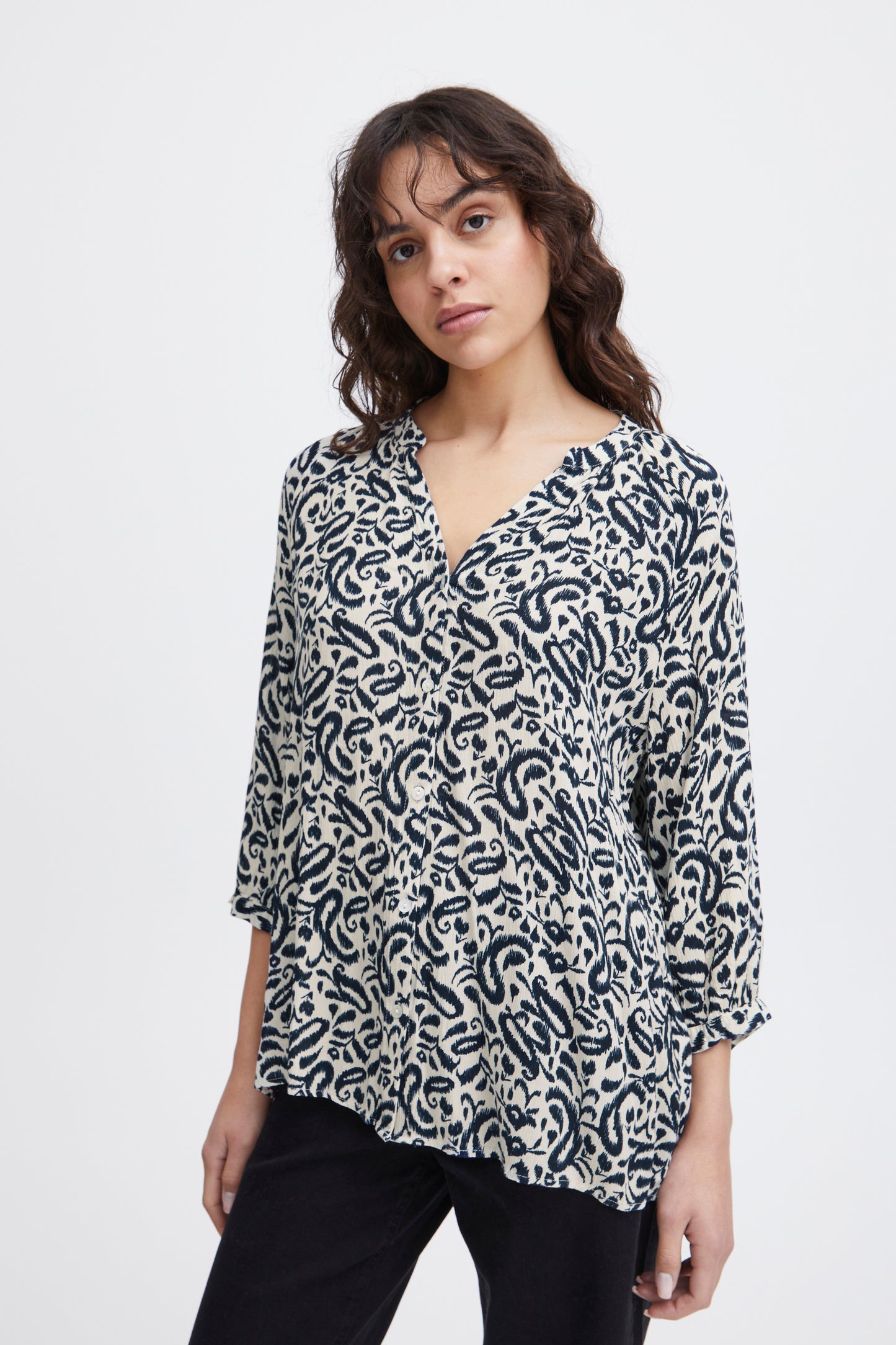 Ichi Marrakech 3/4 Sleeve Shirt | Total Eclipse Paisley