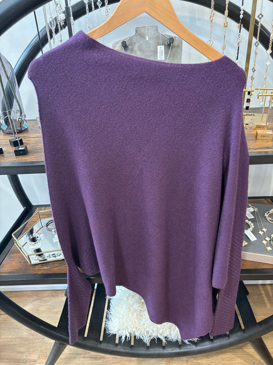 Asymmetric Draped Soft Knitted Jumper | Mulberry