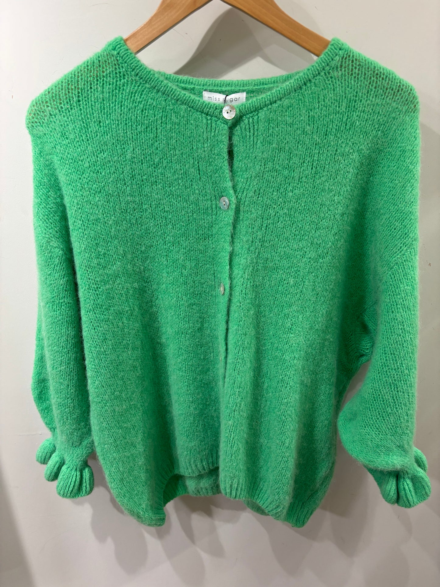 Ruffle Sleeve Cardigan | Green